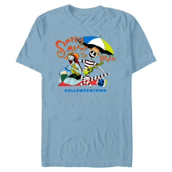 Disney The Nightmare Before Christmas Simply Meant to Beach - Short Sleeve Blended T-Shirt for Adults - Customized-Ocean Blue