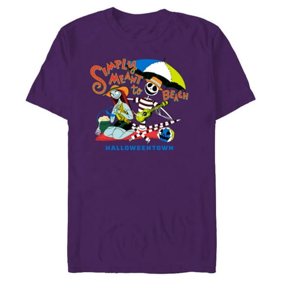 Disney The Nightmare Before Christmas Simply Meant to Beach - Short Sleeve Blended T-Shirt for Adults - Customized-Purple