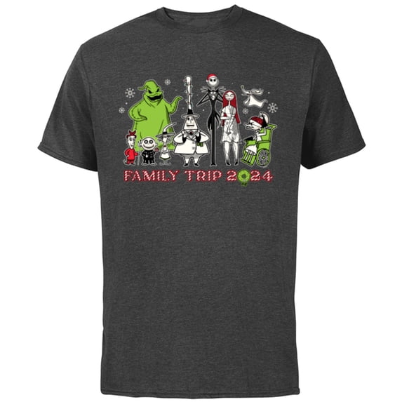 Disney The Nightmare Before Christmas Snow Family Trip 2024 - Short Sleeve Cotton T-Shirt for Adults - Customized-Charcoal