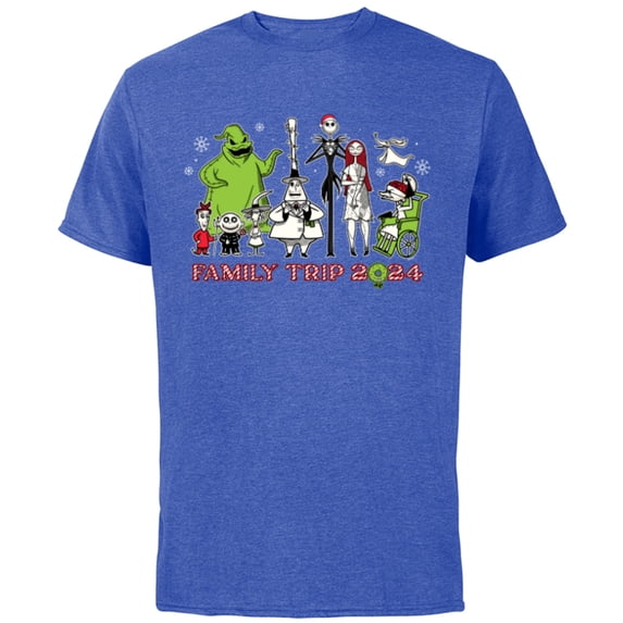 Disney The Nightmare Before Christmas Snow Family Trip 2024 - Short Sleeve Cotton T-Shirt for Adults - Customized-Royal Heather