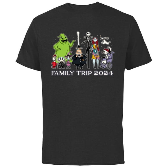 Disney The Nightmare Before Christmas Stars Family Trip 2024 - Short Sleeve Cotton T-Shirt for Adults - Customized-Black