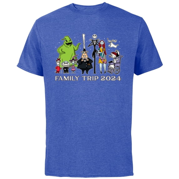 Disney The Nightmare Before Christmas Stars Family Trip 2024 - Short Sleeve Cotton T-Shirt for Adults - Customized-Royal Heather