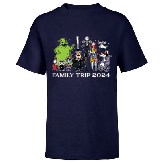 Disney The Nightmare Before Christmas Stars Family Trip 2024 - Short Sleeve T-Shirt for Kids - Customized-Navy