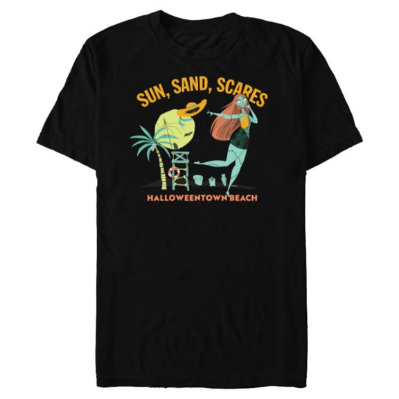 Disney The Nightmare Before Christmas Sun Sand Scares Beach - Short Sleeve Blended T-Shirt for Adults - Customized-Black