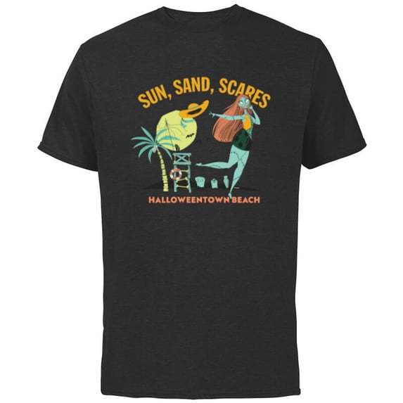 Disney The Nightmare Before Christmas Sun Sand Scares Beach - Short Sleeve Cotton T-Shirt for Adults - Customized-Black