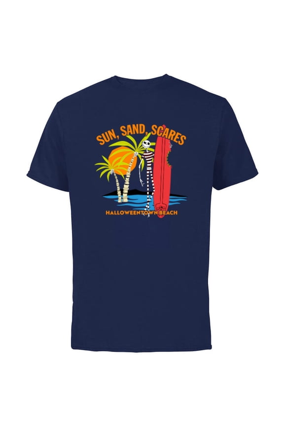 Disney The Nightmare Before Christmas Sun Sand Scares Beach - Short Sleeve Cotton T-Shirt for Adults - Customized-Navy
