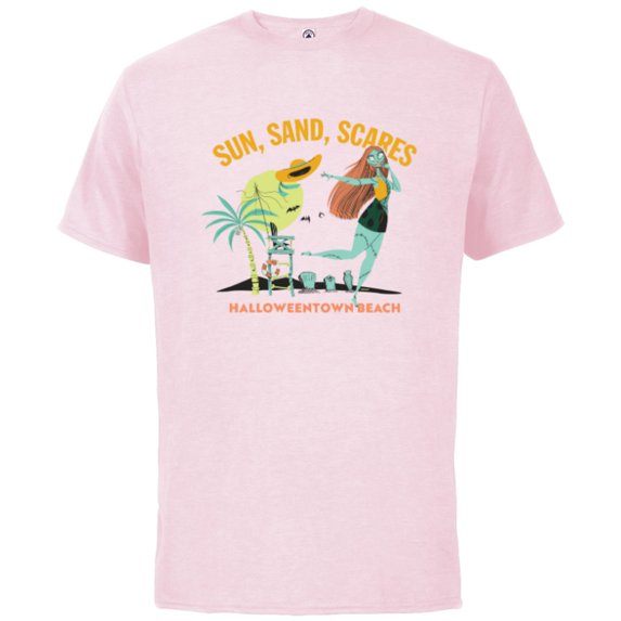 Disney The Nightmare Before Christmas Sun Sand Scares Beach - Short Sleeve Cotton T-Shirt for Adults - Customized-Soft Pink