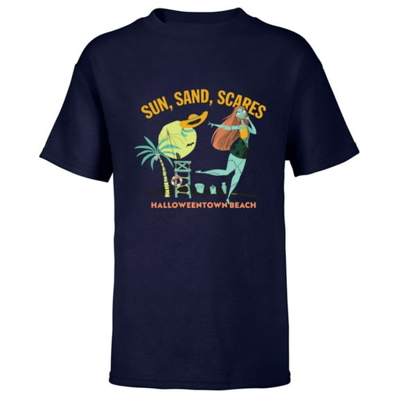 Disney The Nightmare Before Christmas Sun Sand Scares Beach - Short Sleeve T-Shirt for Kids - Customized-Navy