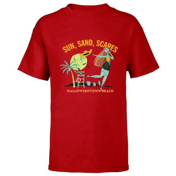 Disney The Nightmare Before Christmas Sun Sand Scares Beach - Short Sleeve T-Shirt for Kids - Customized-Red