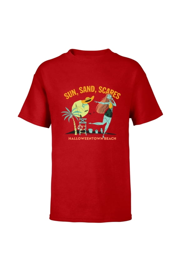 Disney The Nightmare Before Christmas Sun Sand Scares Beach - Short Sleeve T-Shirt for Kids - Customized-Red