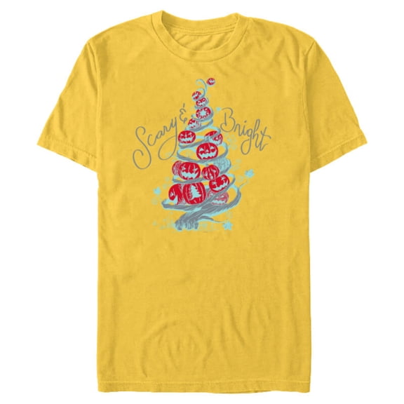 Disney The Nightmare Before Christmas Tree Scary & Bright - Short Sleeve Blended T-Shirt for Adults - Customized-Yellow