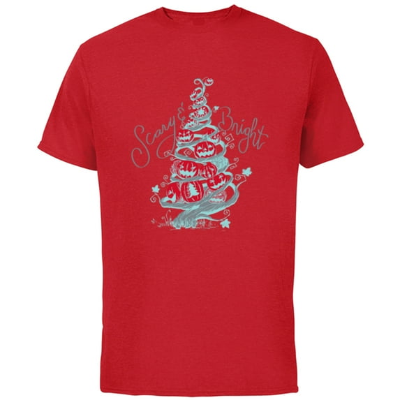 Disney The Nightmare Before Christmas Tree Scary & Bright - Short Sleeve Cotton T-Shirt for Adults - Customized-Red