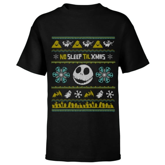 Disney The Nightmare Before Christmas Ugly Christmas Sweater - Short Sleeve T-Shirt for Kids - Customized-Black