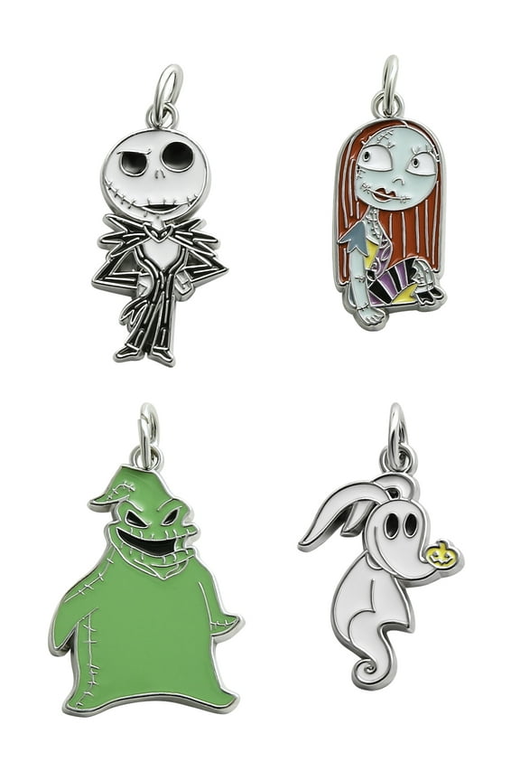 -The Nightmare before Christmas Silver-Tone Metal 4-Piece Charm Set
