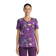 SCRUBSTAR Disney The Nightmare Before Christmas Skellington Women's V-Neck Print Scrub Top