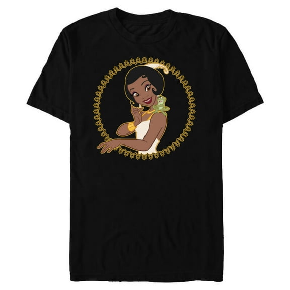Disney The Princess and The Frog Tiana Naveen Frame T-Shirt- Short Sleeve Blended T-Shirt for Adults - Customized-Black
