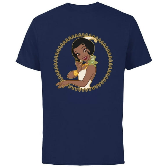 Disney The Princess and The Frog Tiana Naveen Frame T-Shirt - Short Sleeve Cotton T-Shirt for Adults - Customized-Athletic Navy