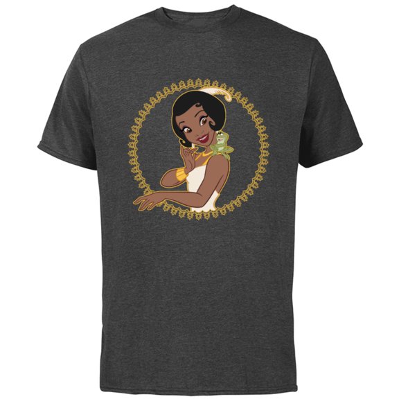 Disney The Princess and The Frog Tiana Naveen Frame T-Shirt - Short Sleeve Cotton T-Shirt for Adults - Customized-Charcoal Heather