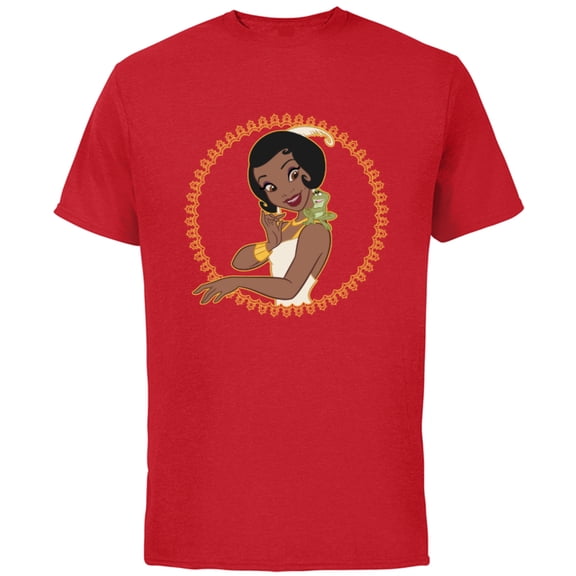 Disney The Princess and The Frog Tiana Naveen Frame T-Shirt - Short Sleeve Cotton T-Shirt for Adults - Customized-Red