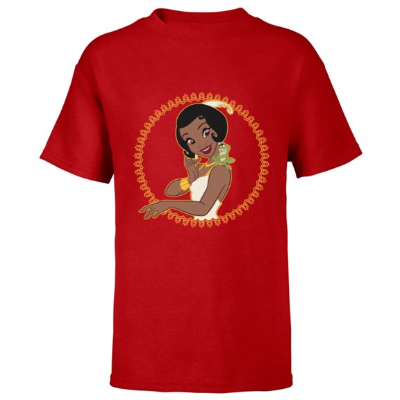 Disney The Princess and The Frog Tiana Naveen Frame T-Shirt - Short Sleeve T-Shirt for Kids - Customized-Red