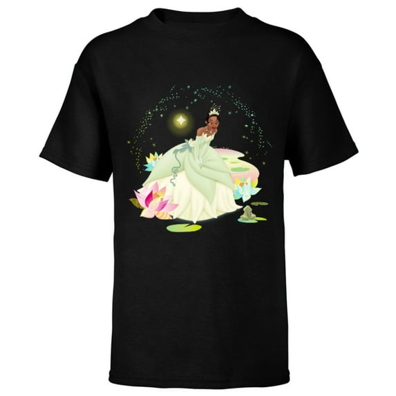 Disney The Princess and The Frog Tiana on a Bayou T-Shirt - Short Sleeve T-Shirt for Kids - Customized-Black