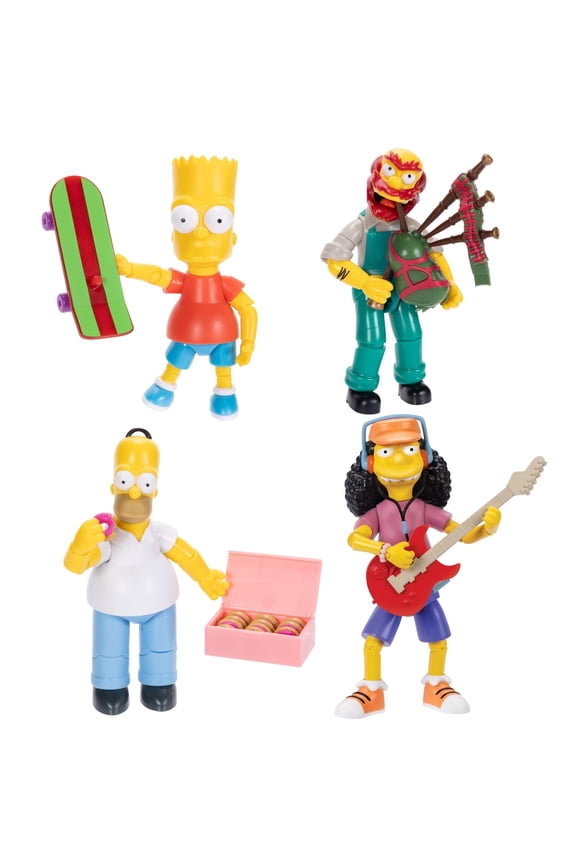 The Simpsons Action Figures 4-Pack 5-Inch Collectible Figures from Jakks Pacific's Wave 1 - Homer, Bart, Groundskeeper Willie, and Otto
