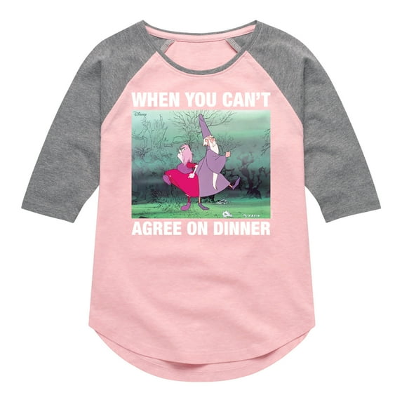 Disney - The Sword And The Stone - Merlyn & Mim Can't Agree on Dinner - Toddler & Youth Girls Raglan Graphic T-Shirt
