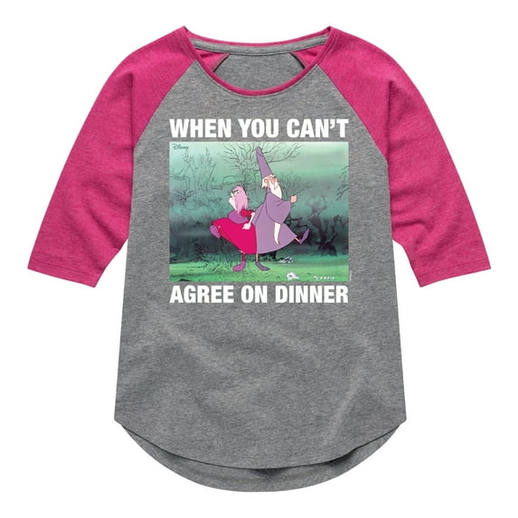 Disney - The Sword And The Stone - Merlyn & Mim Can't Agree on Dinner - Toddler & Youth Girls Raglan Graphic T-Shirt