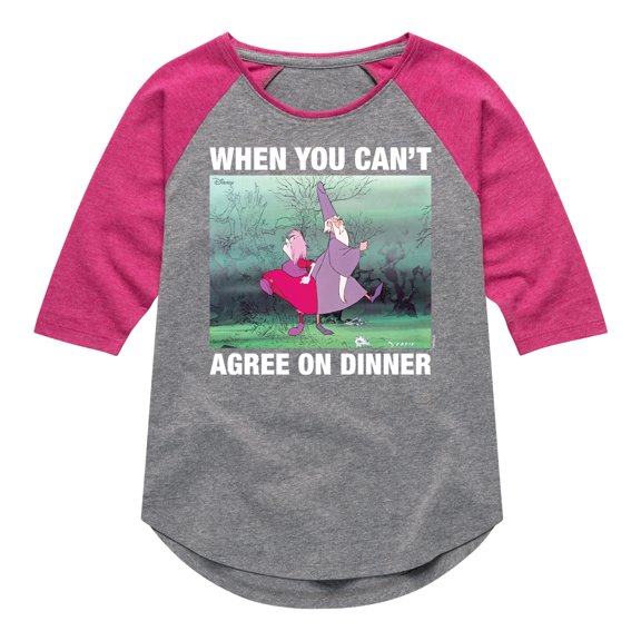 Disney - The Sword And The Stone - Merlyn & Mim Can't Agree on Dinner - Toddler & Youth Girls Raglan Graphic T-Shirt