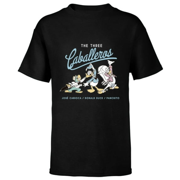 Disney The Three Caballeros Retro Donald Duck - Short Sleeve T-Shirt for Kids -Customized-Black