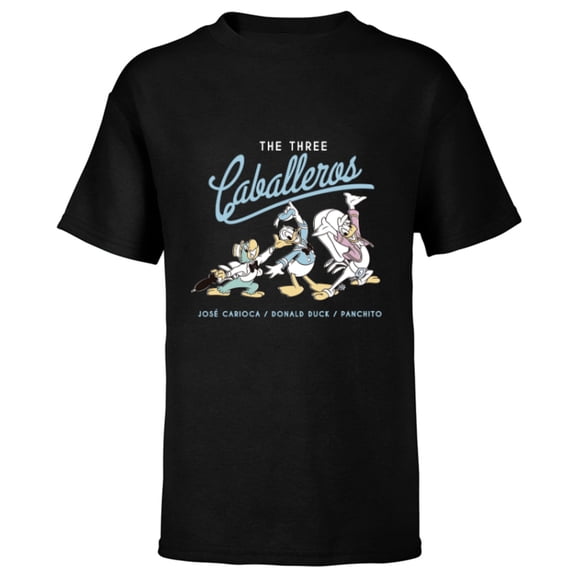 Disney The Three Caballeros Retro Donald Duck - Short Sleeve T-Shirt for Kids -Customized-Black