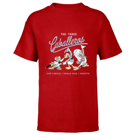 Disney The Three Caballeros Retro Donald Duck - Short Sleeve T-Shirt for Kids -Customized-Red