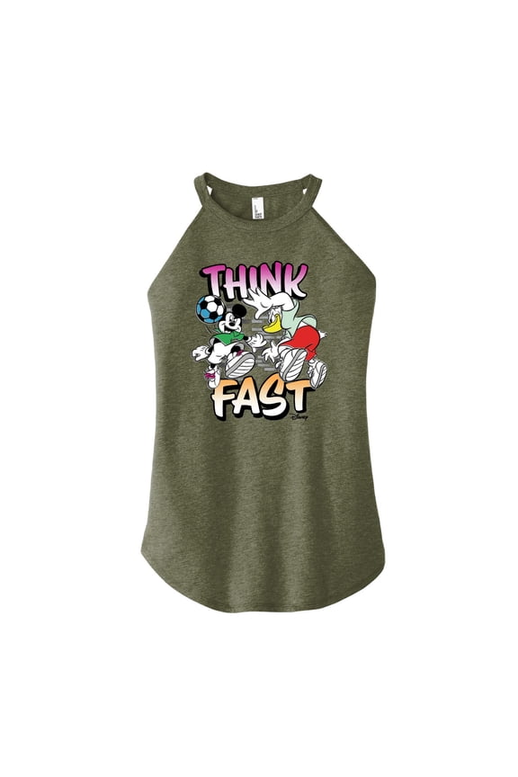 - Think Fast - Juniors High Neck Tank Top