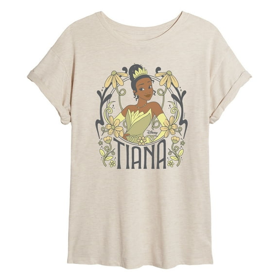 Disney - Tiana Floral Nouveau - Juniors Oversized Graphic T-Shirt