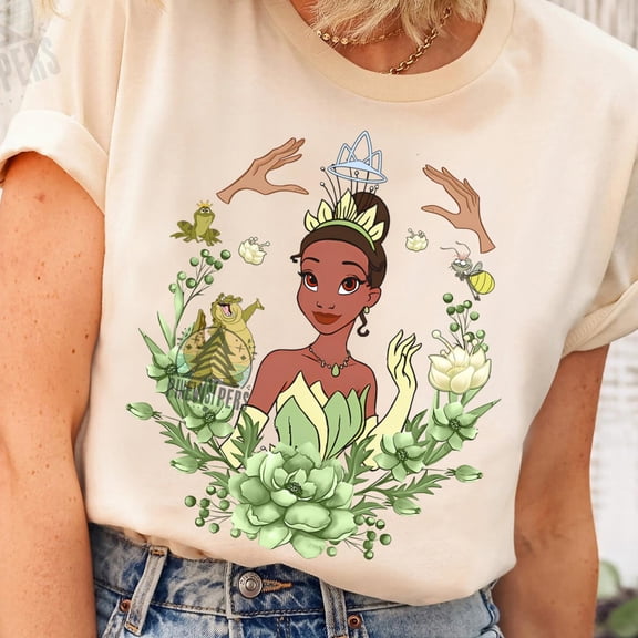 Disney Tiana Princess Floral Villains Hand Shirt The Princess And The Frog T-shirt Birthda