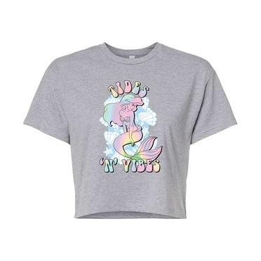 Disney - Tides N Vibes  - Juniors Cropped Cotton Blend T-Shirt