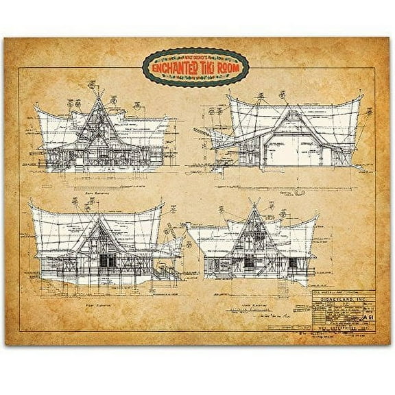 Disney Tiki Room Art Print - 11x14 Unframed Patent Print - Great Room Decor or Gift for Disneyland Fans