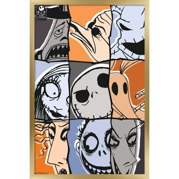 Disney Tim Burton's The Nightmare Before Christmas - Anniversary Wall Poster, 14.725" x 22.375", Framed