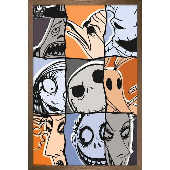 Disney Tim Burton's The Nightmare Before Christmas - Anniversary Wall Poster, 14.725" x 22.375", Framed