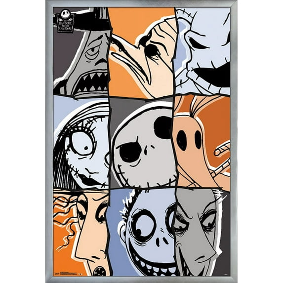 Disney Tim Burton's The Nightmare Before Christmas - Anniversary Wall Poster, 22.375" x 34", Framed