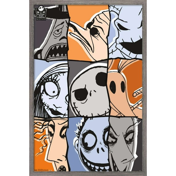 Disney Tim Burton's The Nightmare Before Christmas - Anniversary Wall Poster, 22.375" x 34", Framed