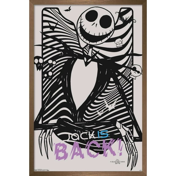Disney Tim Burton's The Nightmare Before Christmas - Back Wall Poster, 14.725" x 22.375", Framed