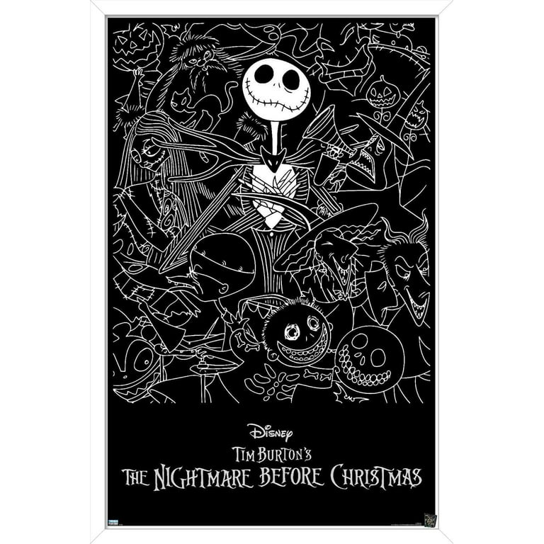 Trends International Disney Tim Burton's The Nightmare Before Christmas  Framed Wall Poster Prints Black Framed Version 14.725 x 22.375
