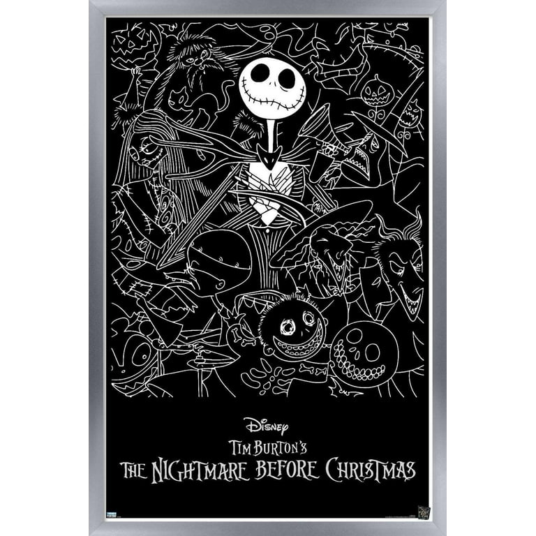 Trends International Disney Tim Burton's The Nightmare Before Christmas  Framed Wall Poster Prints Black Framed Version 14.725 x 22.375