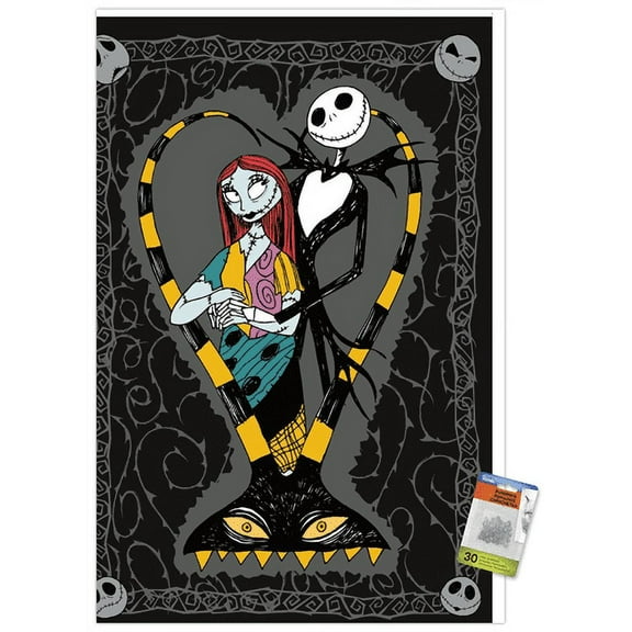 Disney Tim Burton's The Nightmare Before Christmas - Couple Wall Poster with Push Pins, 22.375" x 34"