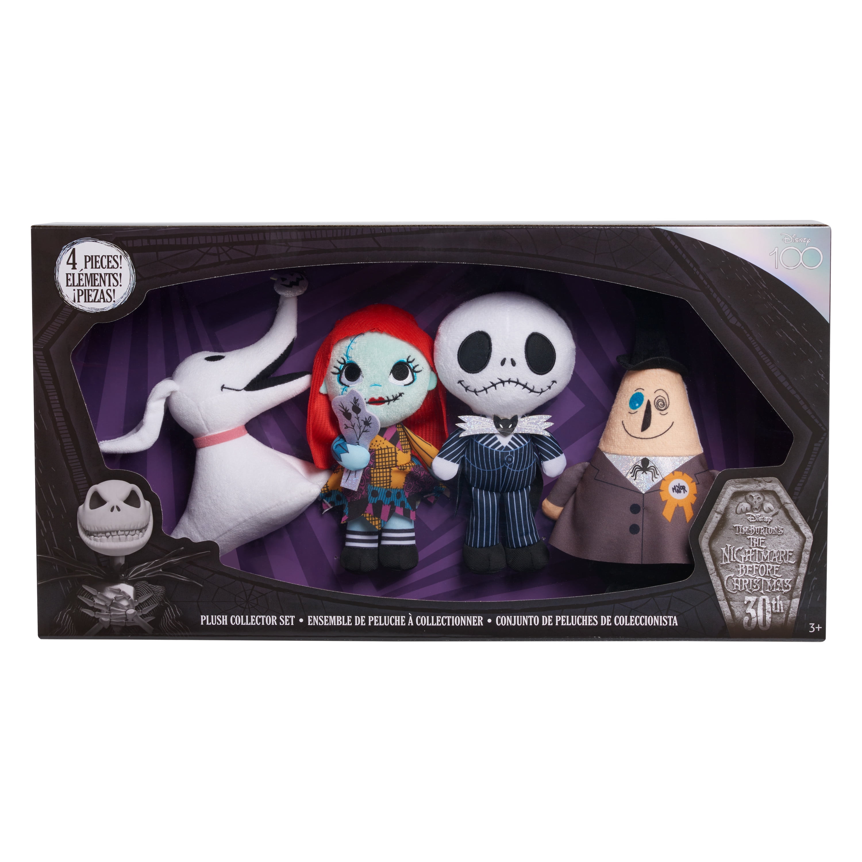 Disney Tim Burton\'s The Nightmare Before Christmas Disney100 4-piece Plush  Collector Set, Kids Toys for Ages 3 up