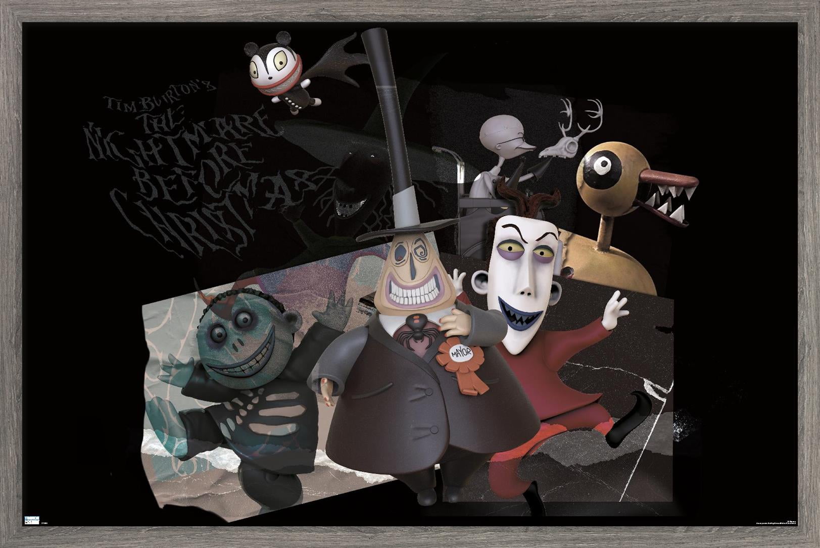 Disney Tim Burton's The Nightmare Before Christmas - Distorted Group Wall Poster, 14.725" x 22.375" Framed