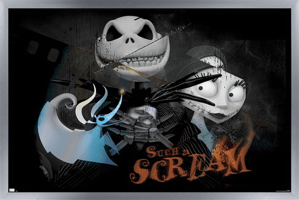 Disney Tim Burton's The Nightmare Before Christmas - Distorted Scream Wall Poster, 14.725" x 22.375" Framed