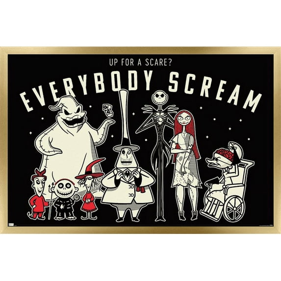Disney Tim Burton's The Nightmare Before Christmas - Everybody Scream Wall Poster, 22.375" x 34", Framed