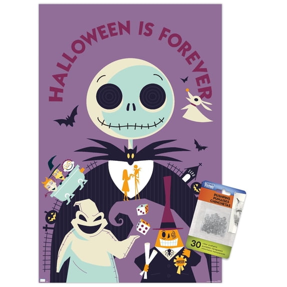 Disney Tim Burton's The Nightmare Before Christmas - Forever Wall Poster with Pushpins, 14.725" x 22.375"
